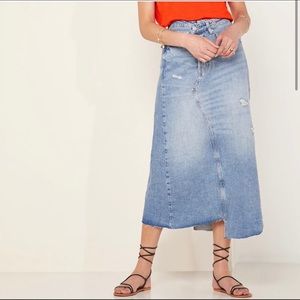 Free People Asymmetrical Denim Midi Skirt